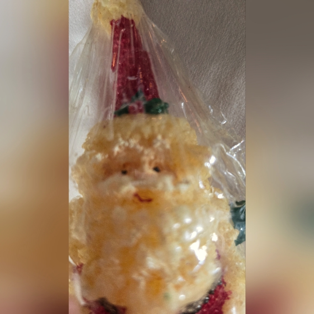 Vintage New In Package Flocked Look Santa Candle Alco 5 Inch